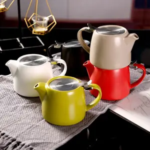 กาน้ำชาและกาต้มน้ำพอร์ซเลนจีนทนความร้อน500มล. หลากสีแฟนซี