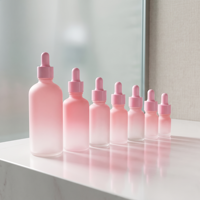 Flacon compte-gouttes pour sérum cosmétique 5ml 10ml 15ml 20ml 30ml 50ml 100ml, verre dépoli dégradé rose, bouchon à vis, cosmétiques de luxe