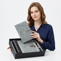 Elegante Kit de Artículos Esenciales para Escritorio A5, Cuaderno de Tapa Dura con 100 Hojas Sueltas, Bolígrafo, Llavero, Vaso, Papel para Trabajo y Estudio, Cubierta de Cuero PU