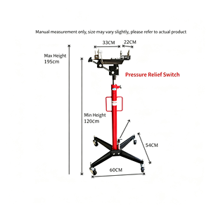 Cric de transmission hydraulique à profil bas 1 tonne, élévateur de boîte de vitesses robuste avec support réglable et chaînes de sécurité pour automobile - Product Image 3