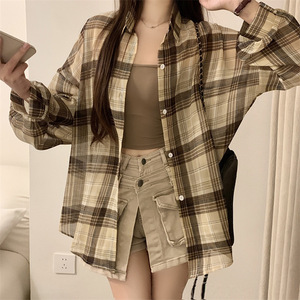 เสื้อเชิ้ตลายสก็อตอเมริกันแท้ รุ่นใหม่ประจำฤดูร้อนปี 2025 สำหรับผู้หญิง สไตล์น่ารักสบายๆ ใส่คลุมกันแดด แฟชั่นอินเทรนด์ - Product Image 1