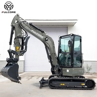 Mini-excavatrice FULCORE en stock, prête à être expédiée, système hydraulique de haute qualité, mini-excavatrice compacte pour le creusement de fossés et les travaux de terrassement