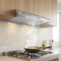 Hotte de cuisine classique de haute qualité avec éclairage LED, bon prix, commande par bouton, boîtier en aluminium, hotte aspirante