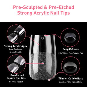 Hot Bán 180Pcs Vừa Pre-Điêu Khắc Ngay Lập Tức Apex Nửa Matte Đầy Đủ Bìa Vuông Nail Mẹo Bán Buôn 15 Kích Thước - Product Image 3