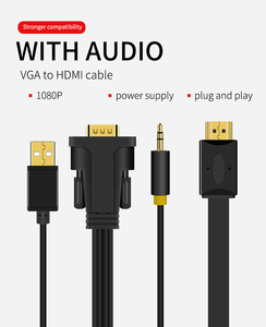 Veggieg nóng bán kết nối mạ vàng cho <span class=keywords><strong>VGA</strong></span> để HDMI Nam đến nam cáp với âm thanh và cáp điện 1.5m 2m 3m - Product Image 4