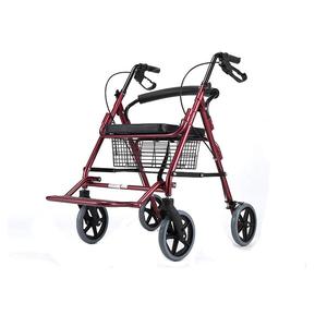 Andador Plegable Portátil para Personas Mayores, Carrito de Compras de Cuatro Ruedas, Aleación de Aluminio, Talla Única, Rojo Líquido - Product Image 1
