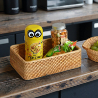 Panier de rangement carré moderne en rotin naturel Table basse avec télécommande de bureau jouet bonbons collations accompagnée pour restaurant