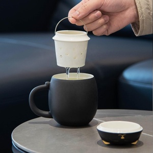 Taza de té de cerámica para gatos con infusor y tapa, bonita taza de té con colador para remojar hojas sueltas, cumpleaños, Navidad, regalos para amantes de los gatos - Product Image 3