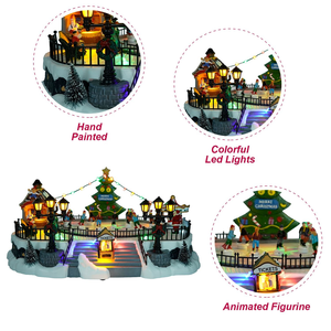 Maisons de Village de Noël Lumineuses à LED en Plastique pour Patinoire Musicale – Vente en Gros de Décorations de Fêtes - Product Image 5