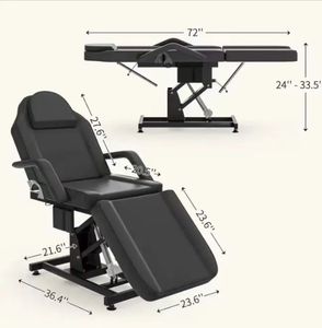 Fauteuil de soin électrique noir pour spa et salon de beauté, réglable, portable, avec cadre métallique et éponge haute densité, protection personnelle - Product Image 1