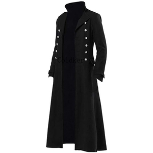 Veste longue vintage médiévale d'Halloween, vêtements pour hommes noirs, gothique steampunk punk, trench-coat pour hommes, surdimensionné, rétro, guerrier, chevalier - Product Image 3