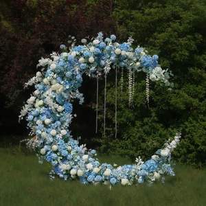 Arco de Flores Artificiales en Forma de Luna Personalizado LANJO, Soporte para Flores, Fondo para Bodas, Decoración Floral en Forma de Media Luna para Compromisos - Product Image 6