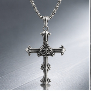 Yunnique – collier avec pendentif croix en acier inoxydable pour hommes, Design géométrique rétro Punk, JD215 - Product Image 1
