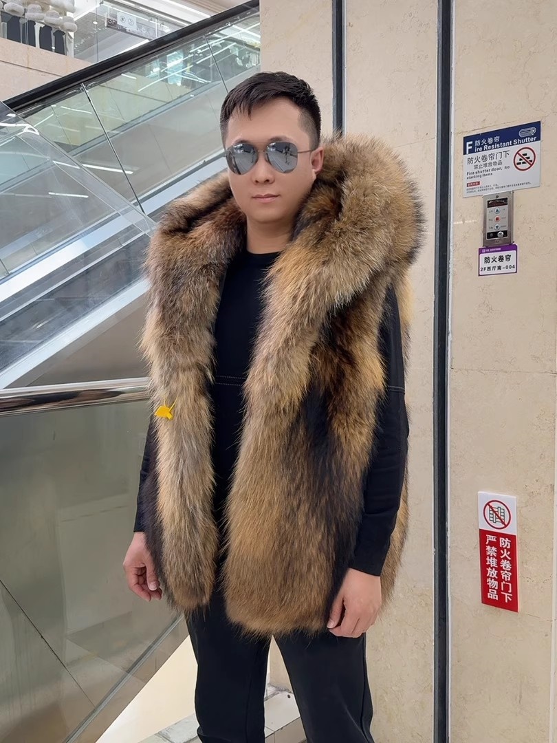 Brown&70CM  Vest With hood