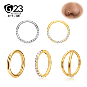 JiaXin Anello Clicker a Cerniera in Titanio ASTM F136 G23 per Septum, Naso, <span class=keywords><strong>Trago</strong></span>, Cartilagine, Helix, Daith, Rook, Conch - Product Image 1