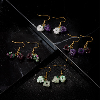 Boucles d'oreilles pendantes bohèmes tissées à la main en pierres naturelles, améthyste, grenat, grappe de cristaux, boucles d'oreilles à crochet en pierres précieuses pour femmes