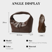 Sac à main demi-lune décontracté en PU souple avec fermeture éclair pour femme, sac hobo à poignée supérieure, sac à main mignon pour usage quotidien