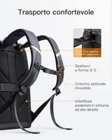 Mochila para Portátil Unisex RollTop de 22-26.8L, de Poliéster, con Compartimento Principal Abatible 180°, Cierre Impermeable, para Viaje