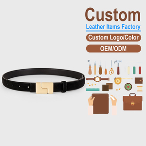 Cinturón de Cuero de Gamuza de Diseño Exclusivo para Mujer, Cinturón de Piel de Vacuno Genuina con Hebilla Geométrica Dorada - Product Image 2