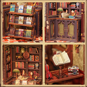 <span class=keywords><strong>CuteBee</strong></span> Best Selling Miniature Model  Mini Dollhouse DIY Book Nook Owl Bookstore 3D Wooden Puzzle Book Nook Kit Use As Gifts - Product Image 3