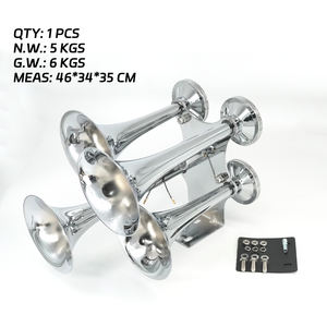 Kit de klaxon à air 4 trompettes <span class=keywords><strong>12V</strong></span>/24V 130dB super puissant, chromé, pour camion, bus, véhicule lourd - Product Image 6