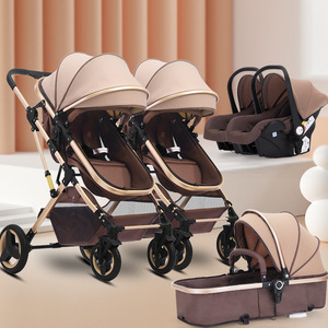 Passeggino Doppio Pieghevole con Seggiolino Auto, Telaio in Metallo Leggero, Ideale per Viaggi, per Bambini da 0 a 3 Anni - Product Image 1
