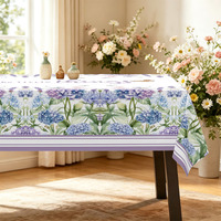 Nappe en polyester imprimée Hortensia Violet « Profitez des Petites Choses » – Offre Spéciale pour Salle à Manger – Prix Usine