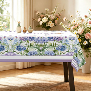 Mantel <span class=keywords><strong>de</strong></span> Poliéster con Estampado <span class=keywords><strong>de</strong></span> Hortensias Púrpuras, Disfruta <span class=keywords><strong>de</strong></span> <span class=keywords><strong>las</strong></span> Pequeñas <span class=keywords><strong>Cosas</strong></span>, para Comedor, Precio <span class=keywords><strong>de</strong></span> Fábrica, Gran Venta - Product Image 2