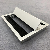 Caja organizadora de cables de aleación de aluminio para escritorio, cubierta rectangular para orificio de mesa de oficina, con organizador de cables negro y pasacables.