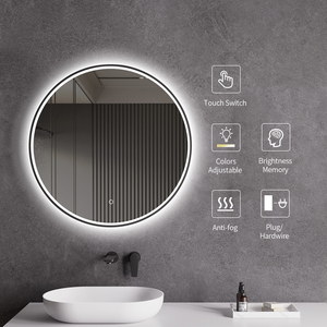Espejo de luz <span class=keywords><strong>Led</strong></span> de maquillaje de estilo moderno, espejos redondos para baño, pantalla de Interruptor táctil montada en la pared, espejo inteligente para Baño - Product Image 5