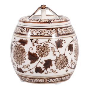 Candela profumata in ceramica con coperchio, design Chinoiserie, per decorazioni domestiche, uso interno ed esterno - Product Image 1