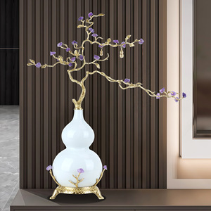 Entrance hall side entrance purple <b>crystal</b> lotus-shaped money <b>tree</b> decorative item for new Chinese-style living room wall niche - Product Image 5