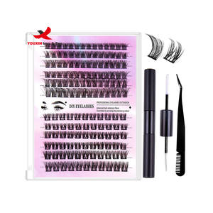 Kit de Pestañas Postizas de Fibra Sintética Segmentada con Efecto 3D, Color Negro, para Manualidades, Extensiones de Pestañas en Racimo Individual - Product Image 1