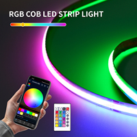 Kits de Bandes LED COB Intelligentes avec Télécommande via Application Tuya, 5m, RGB, RGBIC, Adressables, Contrôle Numérique de la Couleur CCT