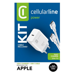 Caricabatterie <b>USB</b> <b>Type</b>-<b>C</b> CHARGER KIT 20W Power Delivery Bianco ACHIPHKITC2CPD20WW - Product Image 3