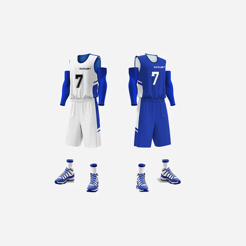 Nieuw Ontwerp Groothandel Basketbal Jersey Uniform Ontwerp Blauw