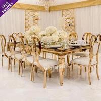 Prix usine or décor de luxe en acier inoxydable hôtel banquet événement tables de mariage événement table de luxe pour les fêtes et événements
