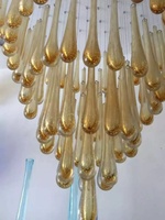 Lustre en verre de Murano personnalisé de 90 cm, fait à la main, coloré, en forme de gouttelettes d'eau, contemporain, luminaires de plafond personnalisés MJ