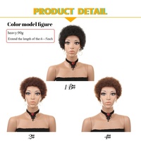 Wig rambut pendek ikal Afro populer wig rambut manusia grosir Wig keriting ikal afro rambut manusia untuk WANITA HITAM