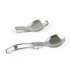 Folding 430 Stainless Steel Knife Fork Spoon 3-Piece Camping Tableware <b>Set</b> with Polished Surface Portable Outdoor Storage Bag - Product Image 6