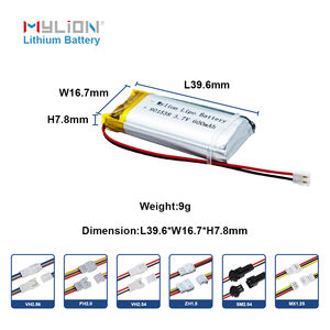 リチウムポリマー充電式バッテリー3ピンJSTコネクタ真空クリーナー用,3.7v 901538 600mAh - Product Image 2