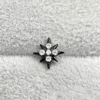 Perhiasan Tindik Titanium F136 G23 Lapis Hitam dengan CZ Bening, Anting Stud, Labret, Cincin Hidung, Daith, Helix, Tragus, Tindik Tubuh Gothic