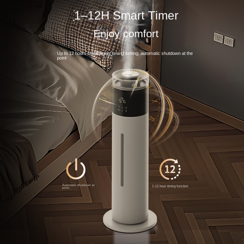 Smart Silent Household Ultrasonic Humidifier with Large Spray Moisturizing & Sterilizing Atomizing 6.1-10L Capacity AC Powered