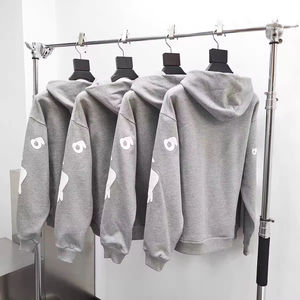 Sweat à capuche homme TUOYI brodé géométrique <span class=keywords><strong>gris</strong></span> <span class=keywords><strong>Beluga</strong></span>, style gothique streetwear, coton lourd de haute qualité 380 grammes - Product Image 1
