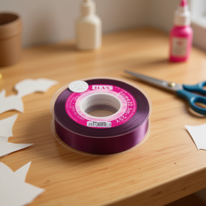 Nastro in raso Iln 2,0 cm x 25 iarde viola scuro per artigianato e decorazioni - Product Image 2