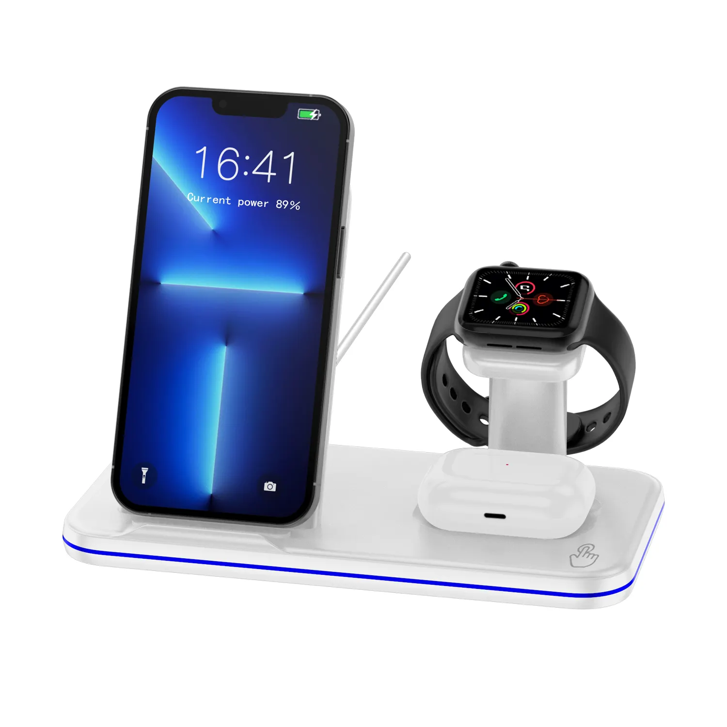 Factory direct sale iphone 3 in 1 foldable wireless charger 15w Fast 3 in 1 wireless charger stand for iphone and android