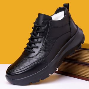 Botas de Nieve de Invierno para Hombre, de Cuero Genuino, Punta Redonda, Forro de Felpa, Suela de Goma Antideslizante, Entresuela de EVA, Cálidas y Casuales - Product Image 1
