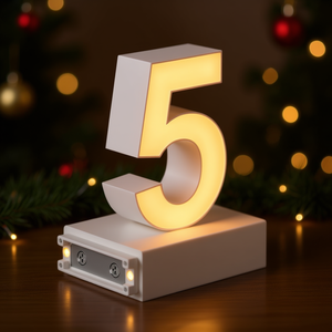 Luce LED Magnetica Numero 5 H3.7 Pollici 3000K Illuminazione Decorativa Alimentata a Batteria Base in Plastica - Product Image 2
