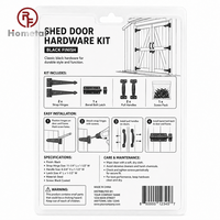 Kit de quincaillerie pour porte de remise noire - Charnières en T, poignée en D, verrou à barillet - Ensemble complet pour portail en bois extérieur, remise, abri de jardin