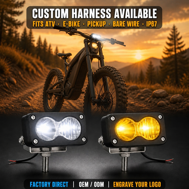 Baja Light 20W 1000LM Universal Motorcycle LED Work Light for E-Bike Off-Road Bike Auxiliary Driving Lamp
